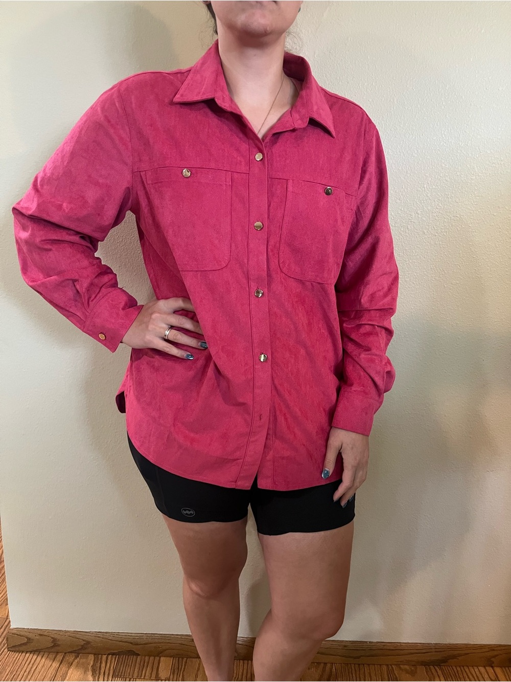 Fate Hot Pink Button-Front Utility Shirt